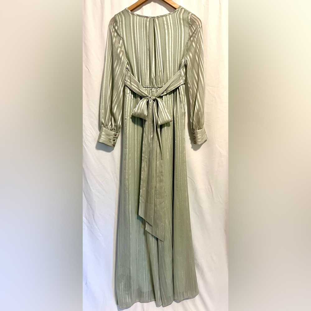 Mint Green Striped Shimmer Chiffon Maxi Dress /Maternity Gown